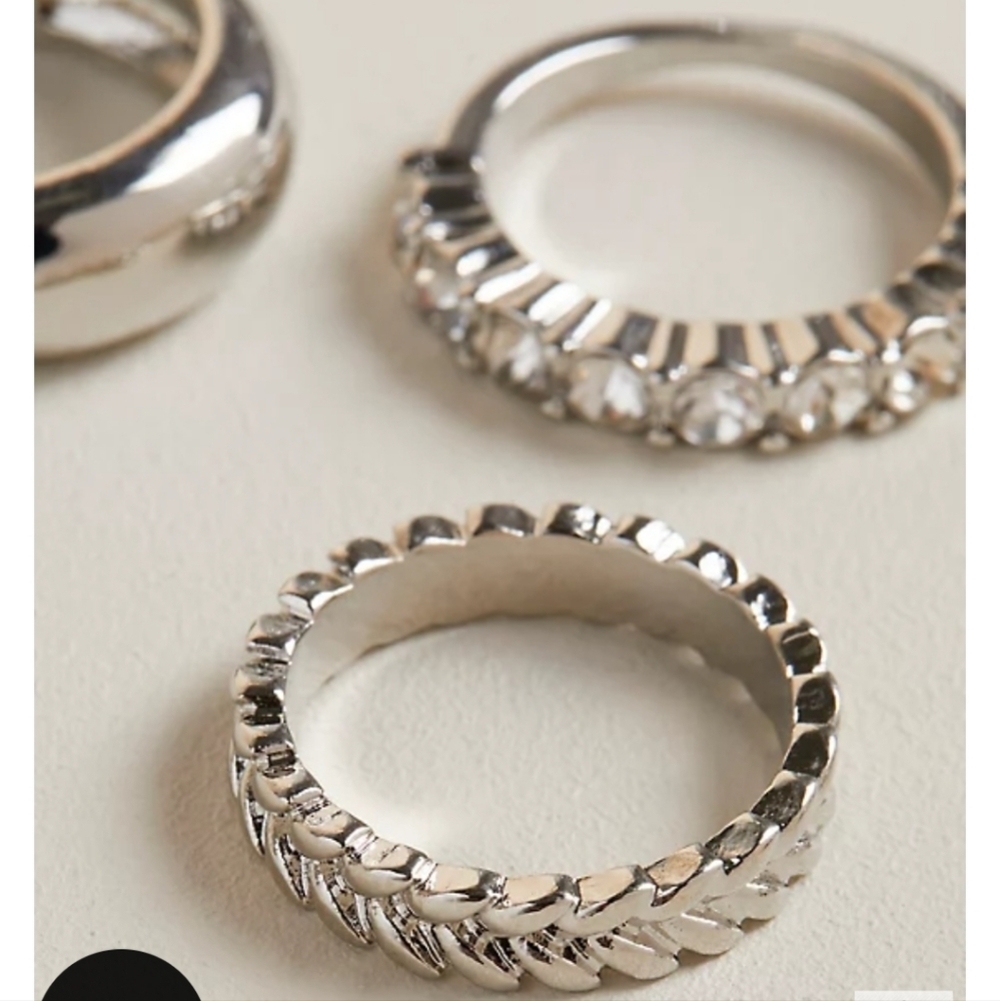 🆕️💍RHINESTONE SILVER-TONE RINGS - SET OF 5💍 - Picture 5 of 5
